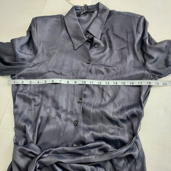 Zara Knotted Satin Effect Shirt Dress in Muted Purple Size Lg - Picture 6 of 8
